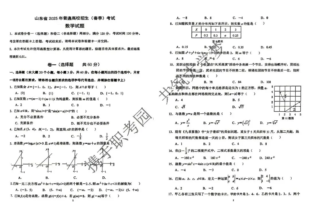 春考冲刺必刷!数学真题,抓紧码住 第3张