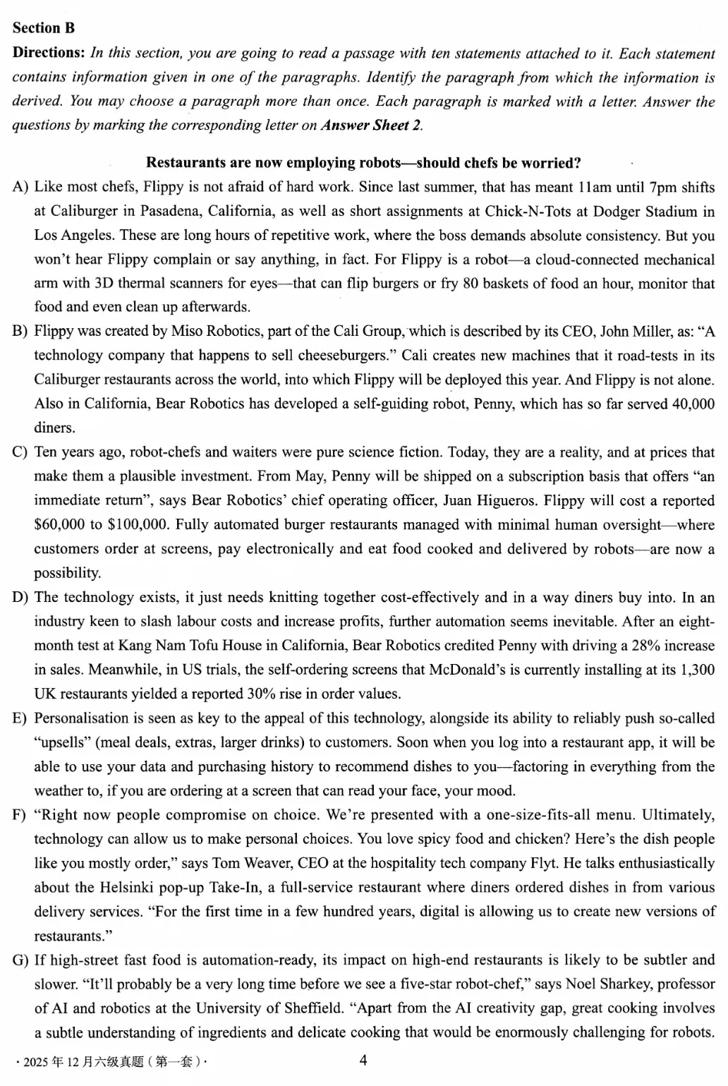 2025年12月英语六级真题试卷及答案(第1、2、3套全)完整版 第6张