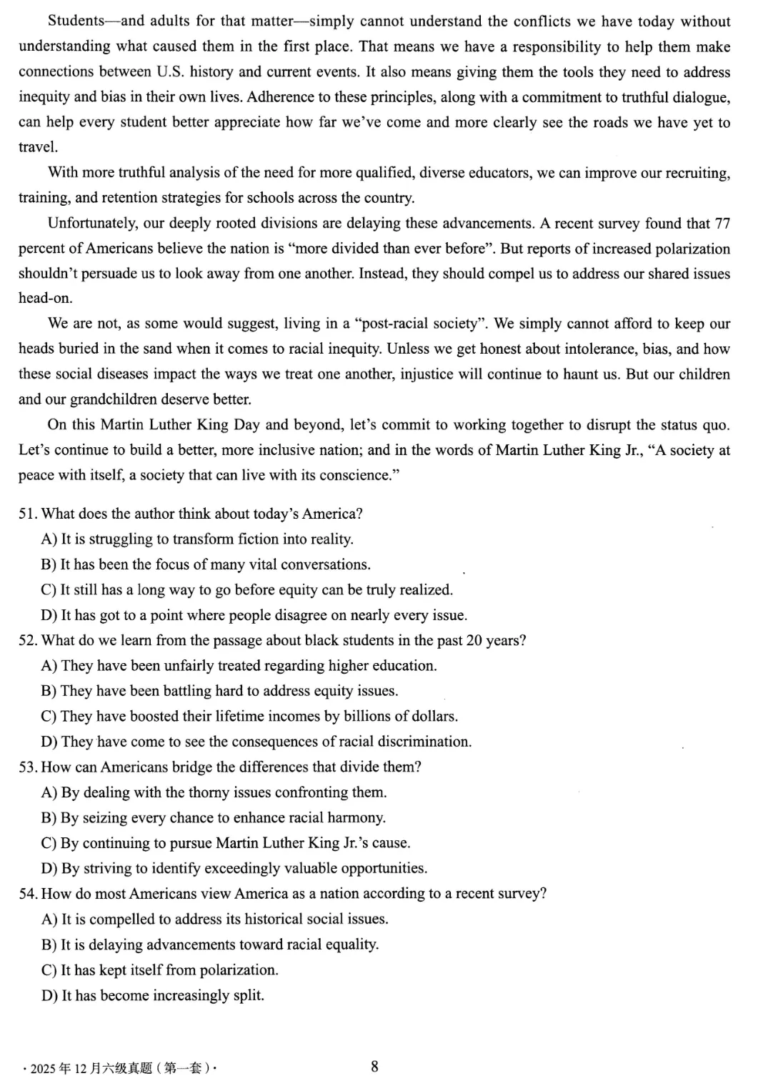 2025年12月英语六级真题试卷及答案(第1、2、3套全)完整版 第10张