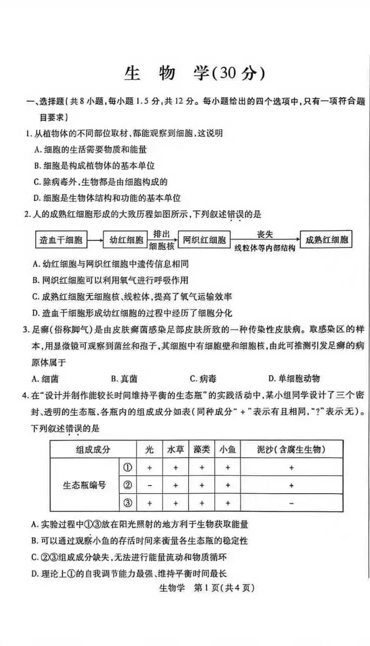 包头市2026年初中学业水平考试模拟全9学科试题(含答案) 第68张