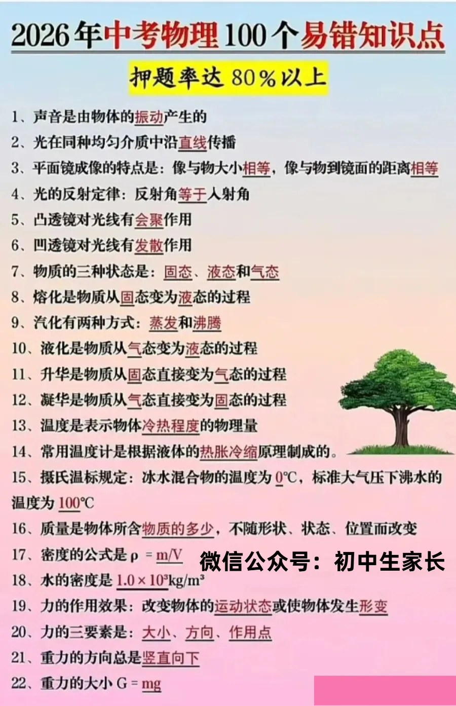 2026年中考物理100个易错知识点汇编,孩子考前务必全部做一遍! 第2张