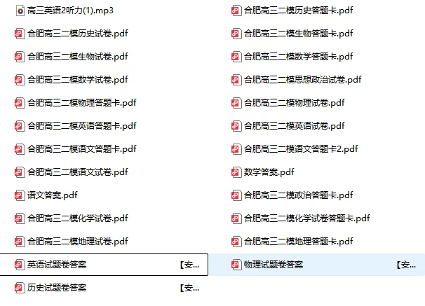 2026年合肥市高三二模全科试卷+答案 第9张