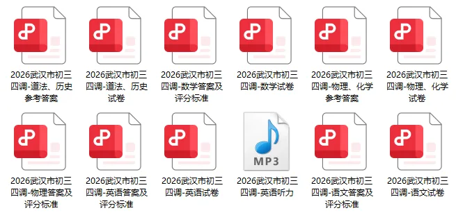 2026武汉初三四调全科试卷+答案汇总!可下载! 第2张