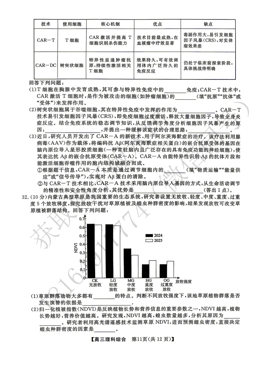 2026年高考素养调研第三次模拟考试理综试卷 第11张