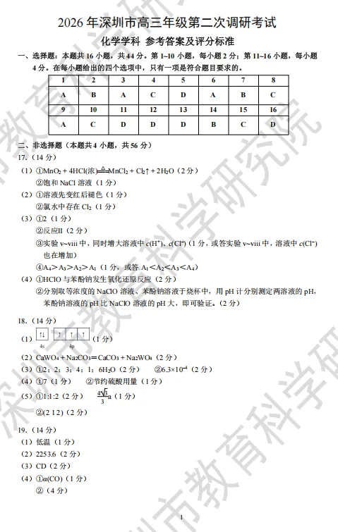 10科齐全!2026深圳高三二模各科试卷+答案公布! 第82张