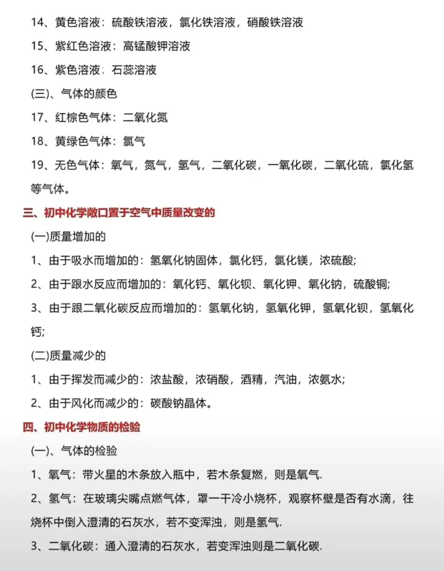 一篇搞定中考化学考试重点!一定要让孩子看一遍!(可打印) 第8张