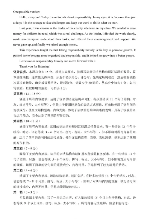 太原市2026年初中学业水平模拟考试——英语 第15张