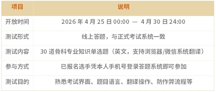 第二届“恒古杯”骨科实践技能大赛模拟测试通道于4月25日正式开放 第4张