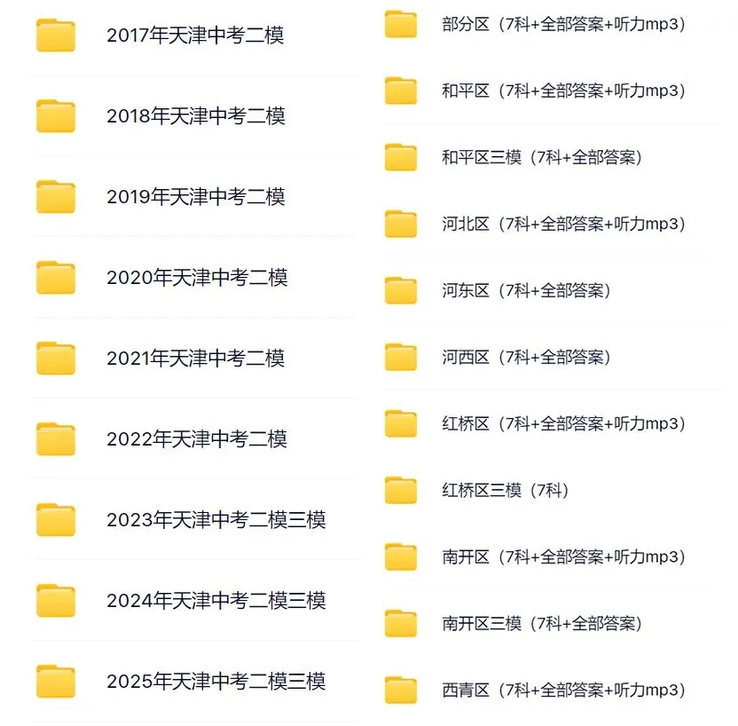 历年天津中考二模三模真题(2017-2025) 第2张