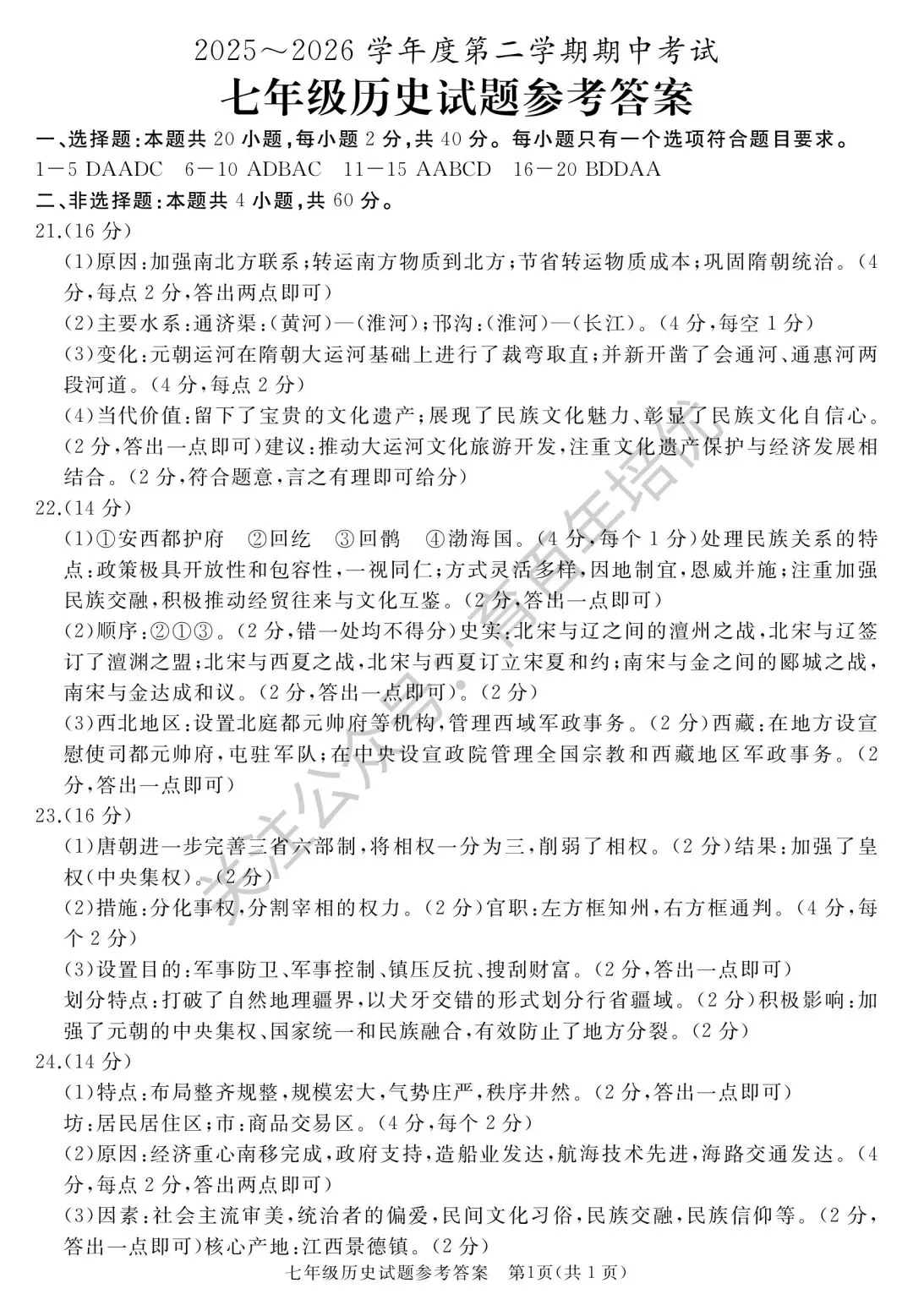 2026年滕州市七年级下学期期中考试真题含答案(语数英地生政史) 第56张