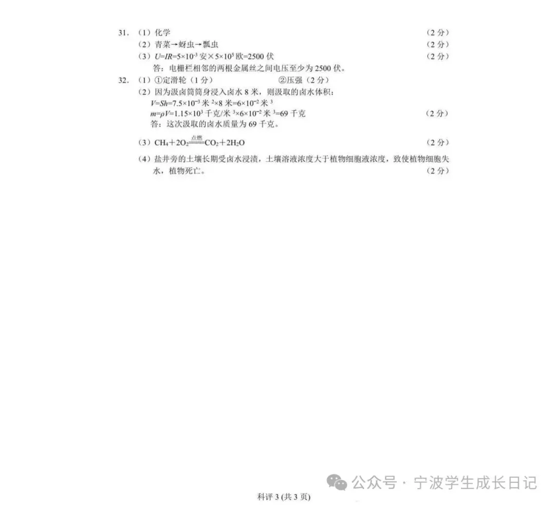 【宁波中考】市一模真题卷及答案 第14张