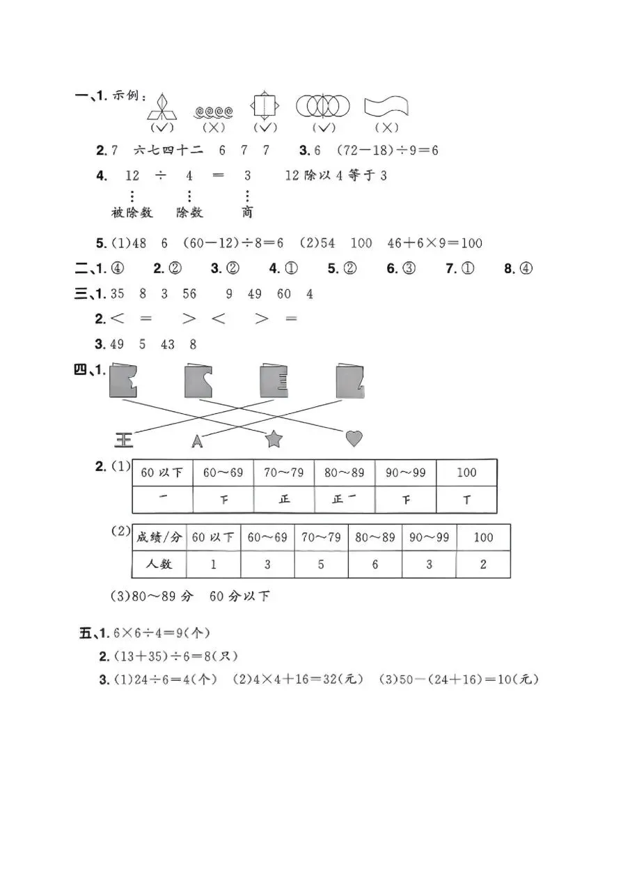 二年级下册人教版数学期中真题卷共五套含答案可打印 第9张