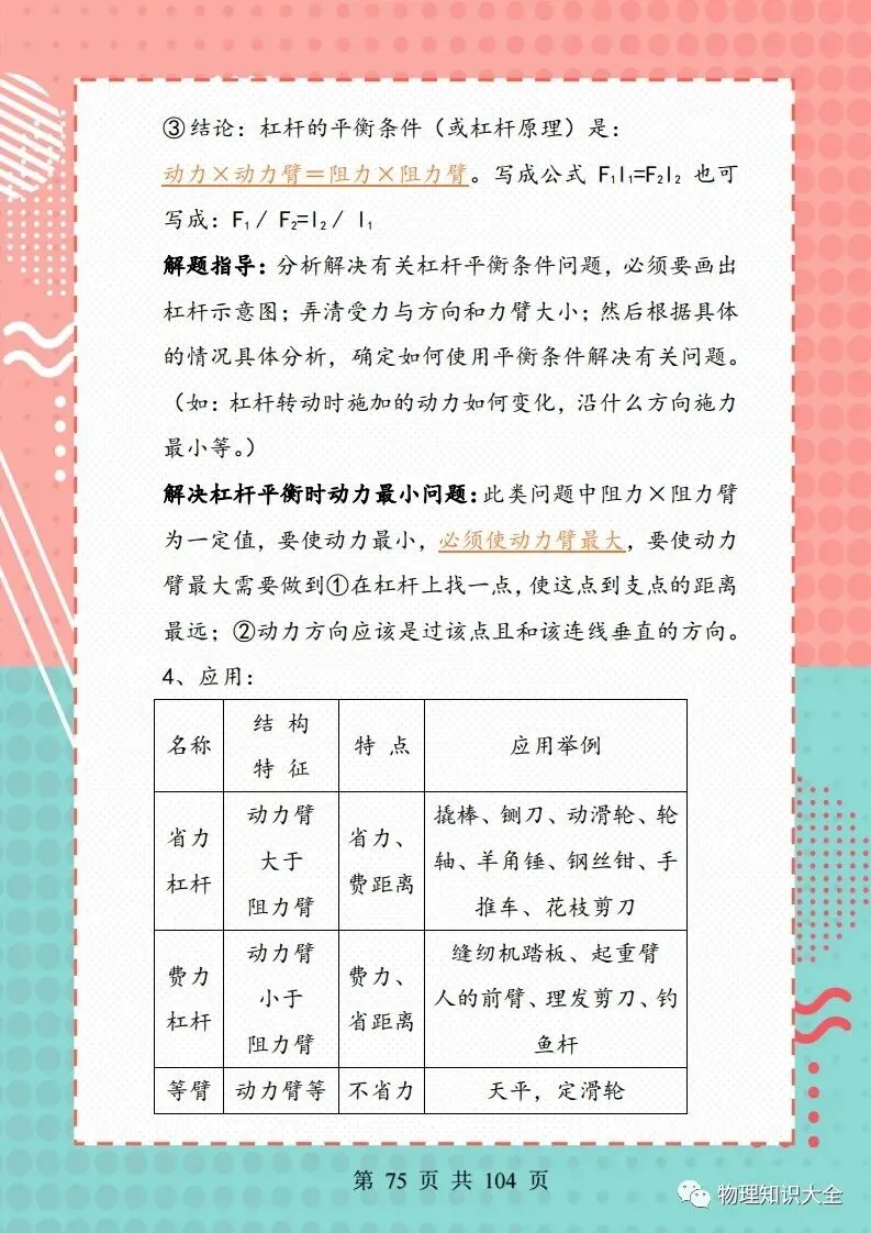 中考物理考点精细总结,初三复习好帮手 第75张