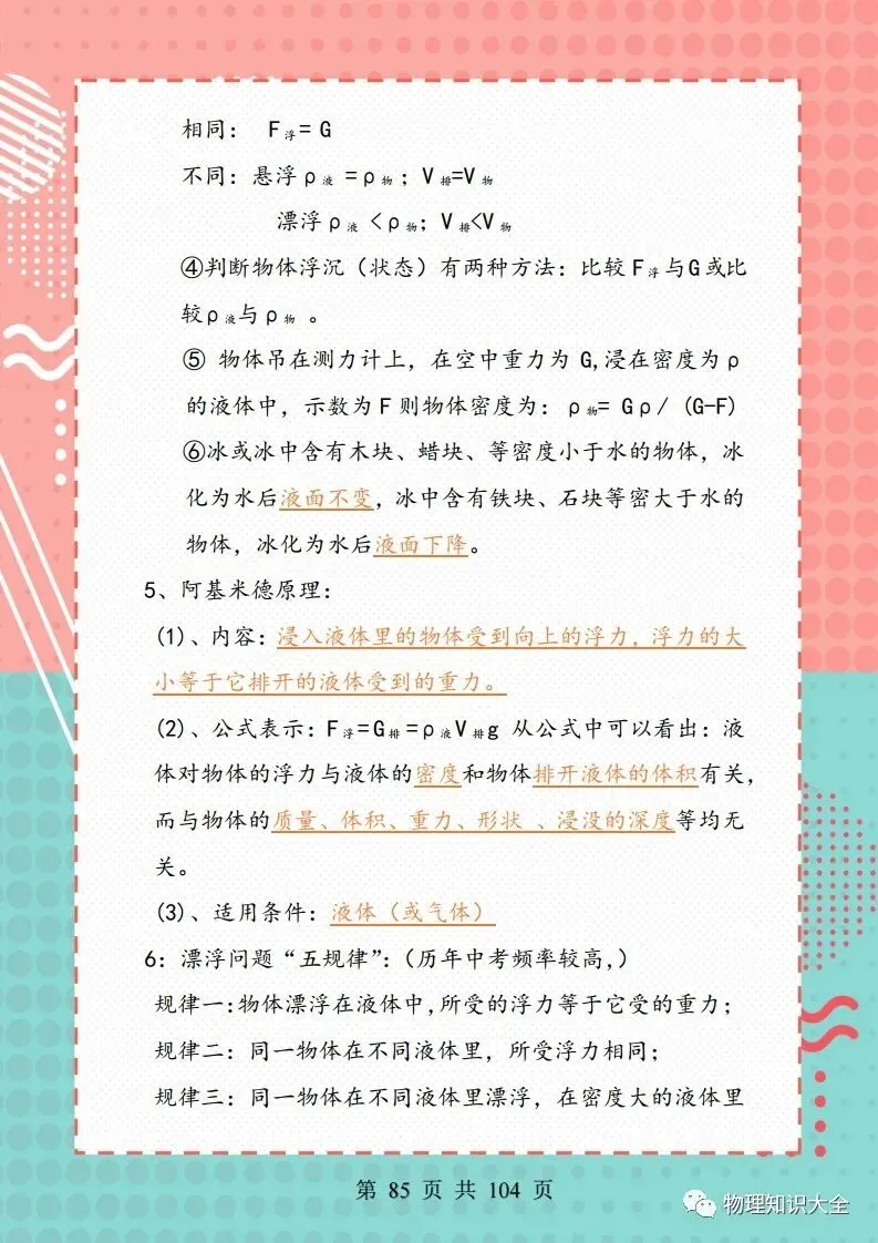 中考物理考点精细总结,初三复习好帮手 第85张