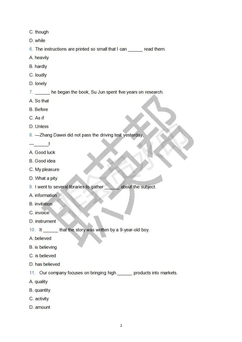 2024 年山东省职教高考真题汇编试卷·英语 第3张
