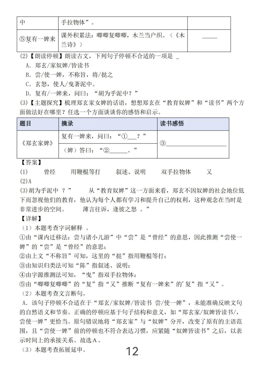 小升初语文课外文言文真题练习(含答案23页) 第12张