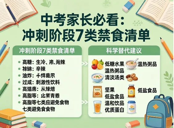 中考家长必看:冲刺阶段7类禁食清单+科学替代建议,家长收藏! 第1张
