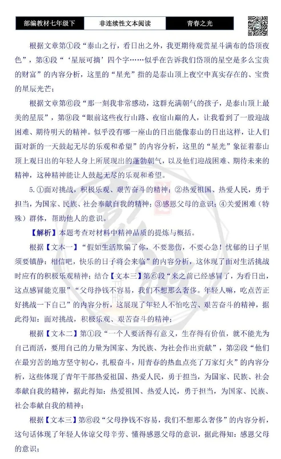 【非连续性文本阅读-真题演练】七年级下-01-“春之光“主题读书交流会-试题精析 第11张