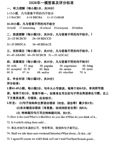 2026开封一模英语试卷及答案 第10张
