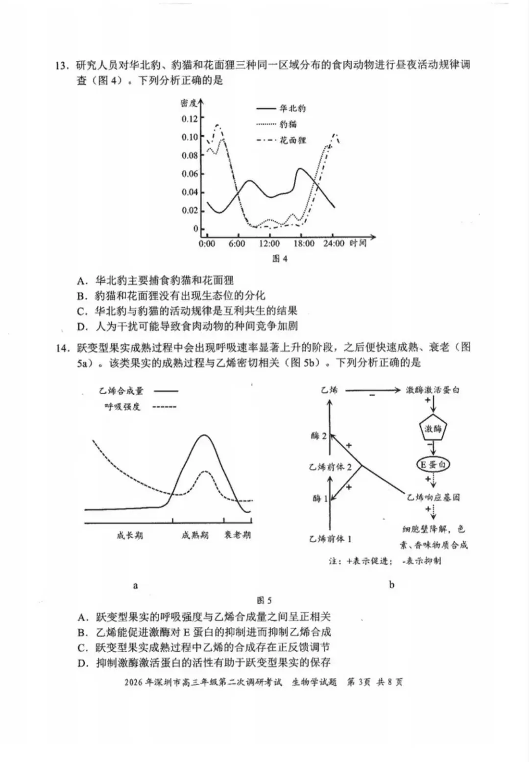 2026年4月深圳高三二模生物学试卷和参考答案 第3张