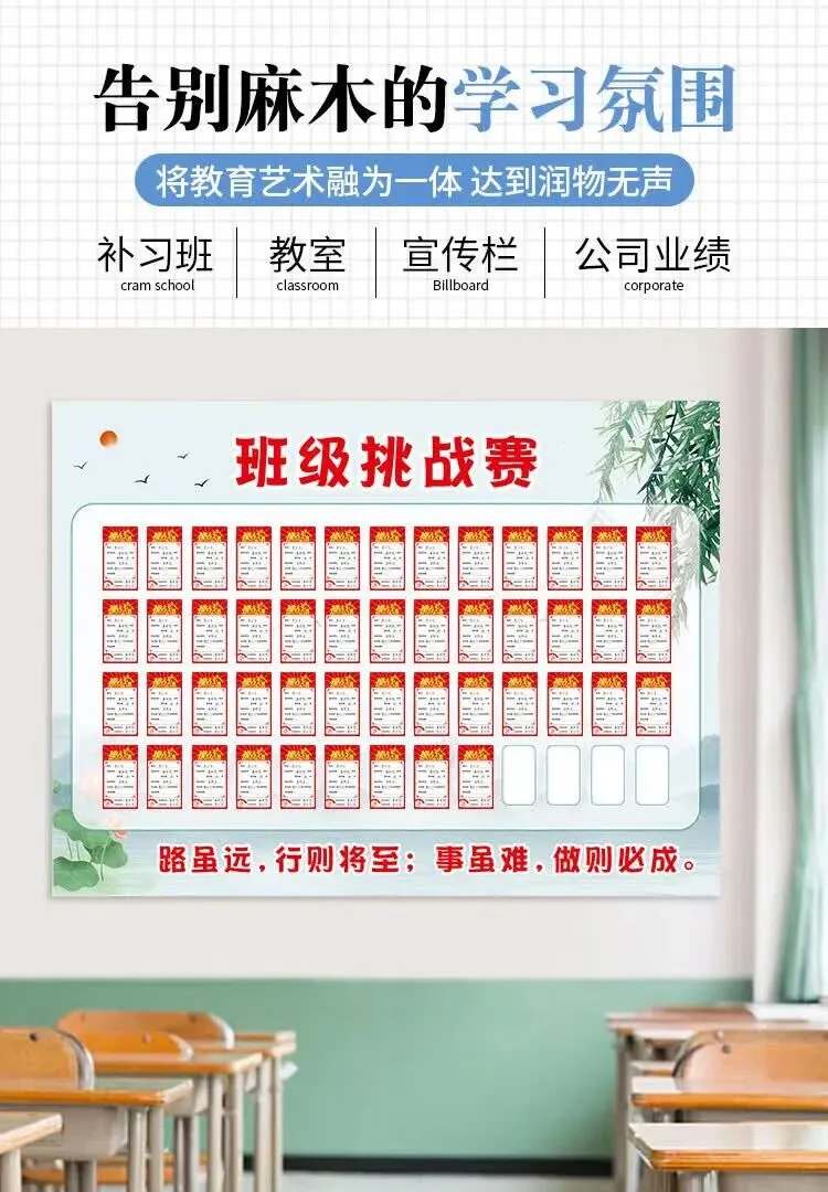 图幻中考高生目标墙贴班级文化布置教室装饰神器学习挑战墙光荣榜 挑战墙/卡片 皆可定制 详细请咨 中 第3张