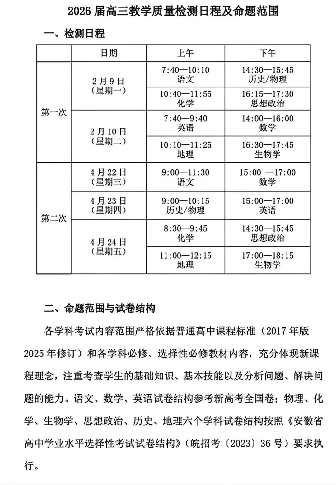 2026年合肥高三四月二模试卷及参考答案(全科下载链接)附2025年合肥二模预估分数线! 第2张