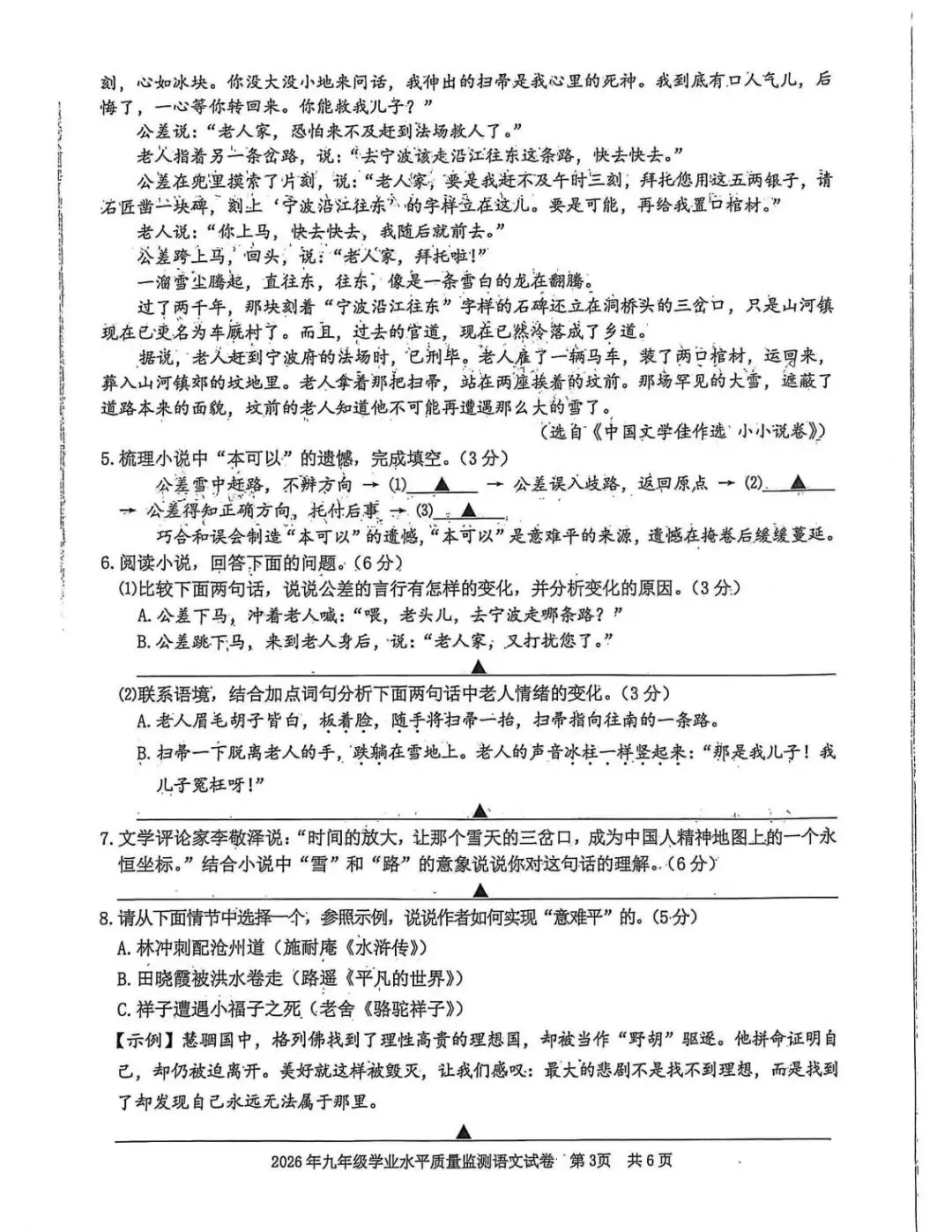 2026年4月浙江省宁波市中考一模试卷和答案,含英语听力音频,无水印免费下载 第6张