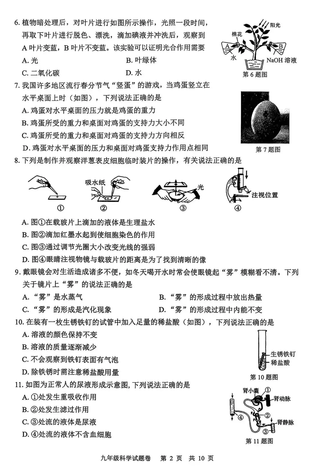 【中考】2026年4月丽水市中考科学一模卷试题和答案 第2张