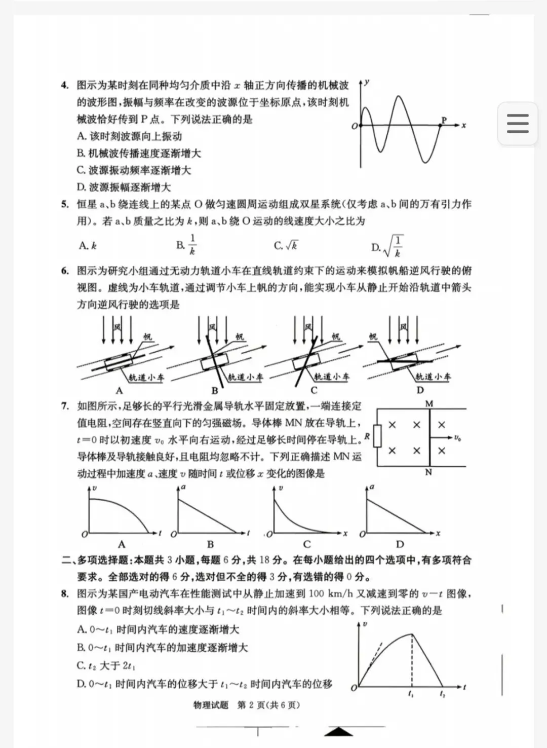 四川省成都市2023级高三第二次模拟测试 物理及答案 第2张