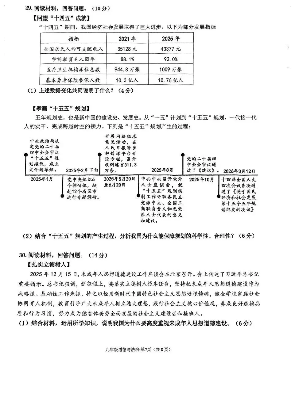 【试卷分享】2025-2026学年第二学期期中测试九年级道德与法治 第8张