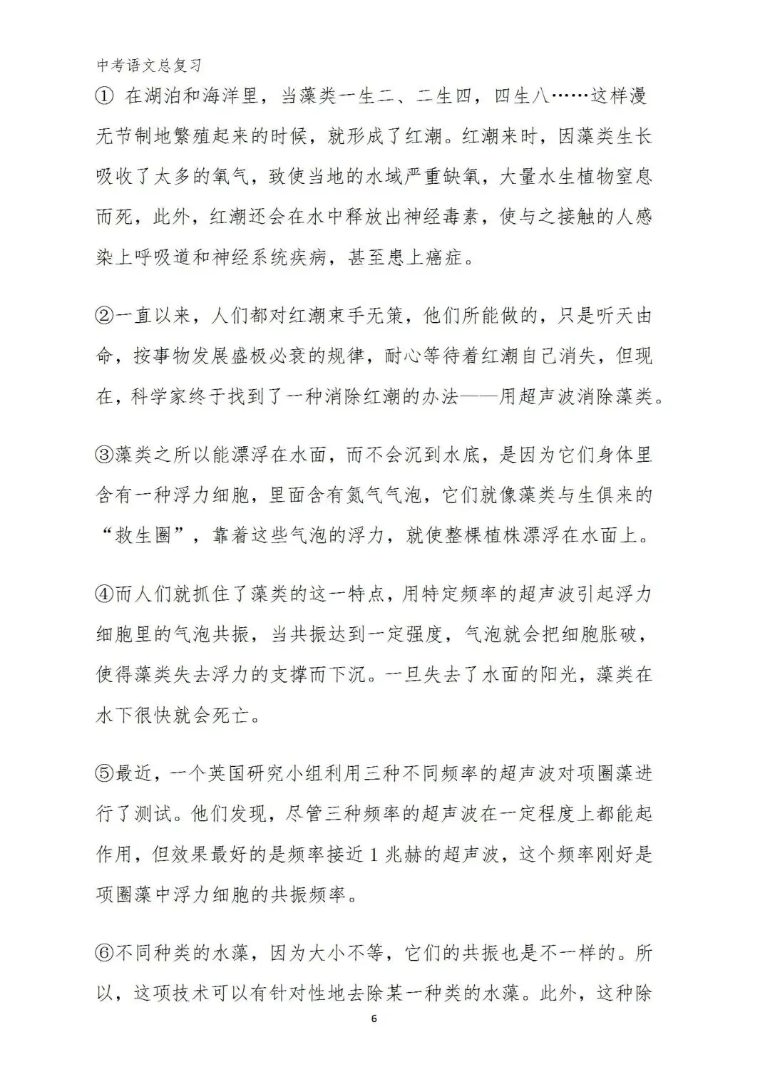 中考语文复习(考前习题+答案) 第6张