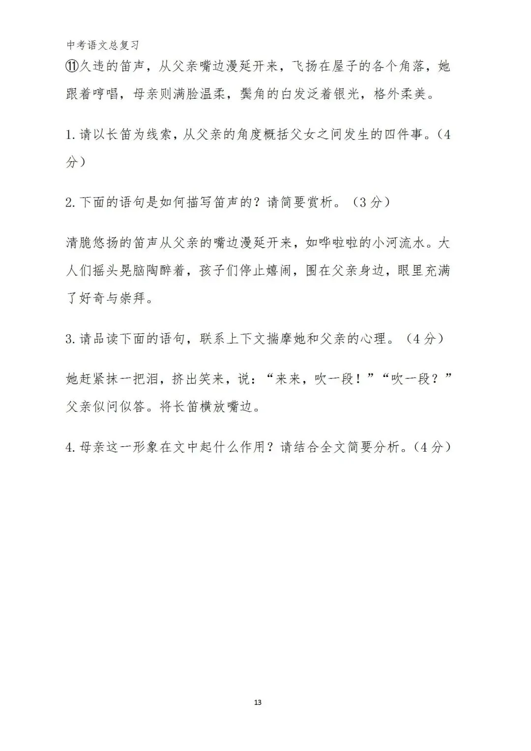 中考语文复习(考前习题+答案) 第13张