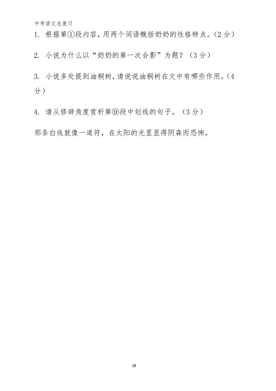 中考语文复习(考前习题+答案) 第26张