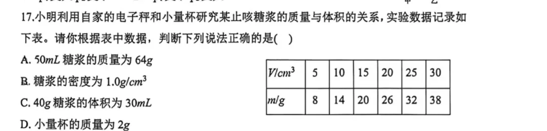 初二期中首师附中物理试卷易错点分析 第6张