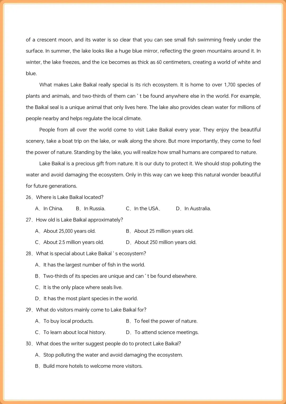 2026春(人教版)八年级下册英语期中考试模拟卷(含答案共10套),电子版可打印! 第5张