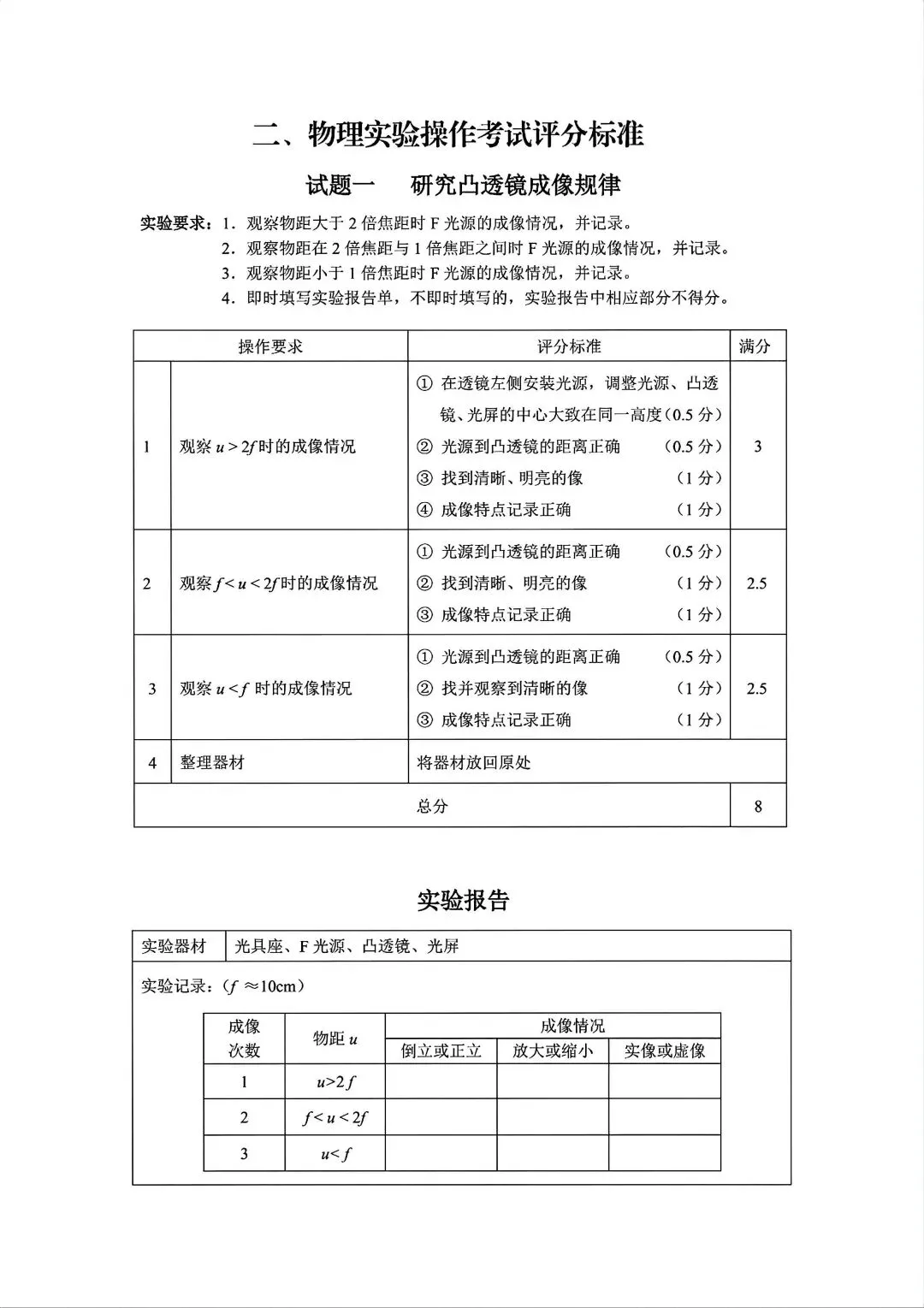 【中考实验】2026年河北省物理、化学实验操作考试视频+评分标准+实验报告 第3张