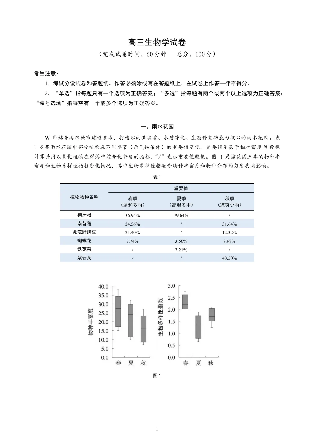 上海市2026届黄浦区高三二模生物试卷及答案 第1张