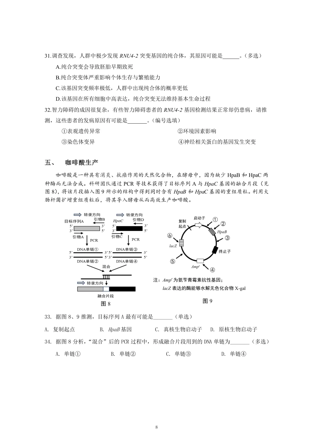 上海市2026届徐汇区高三二模生物试卷及答案 第8张