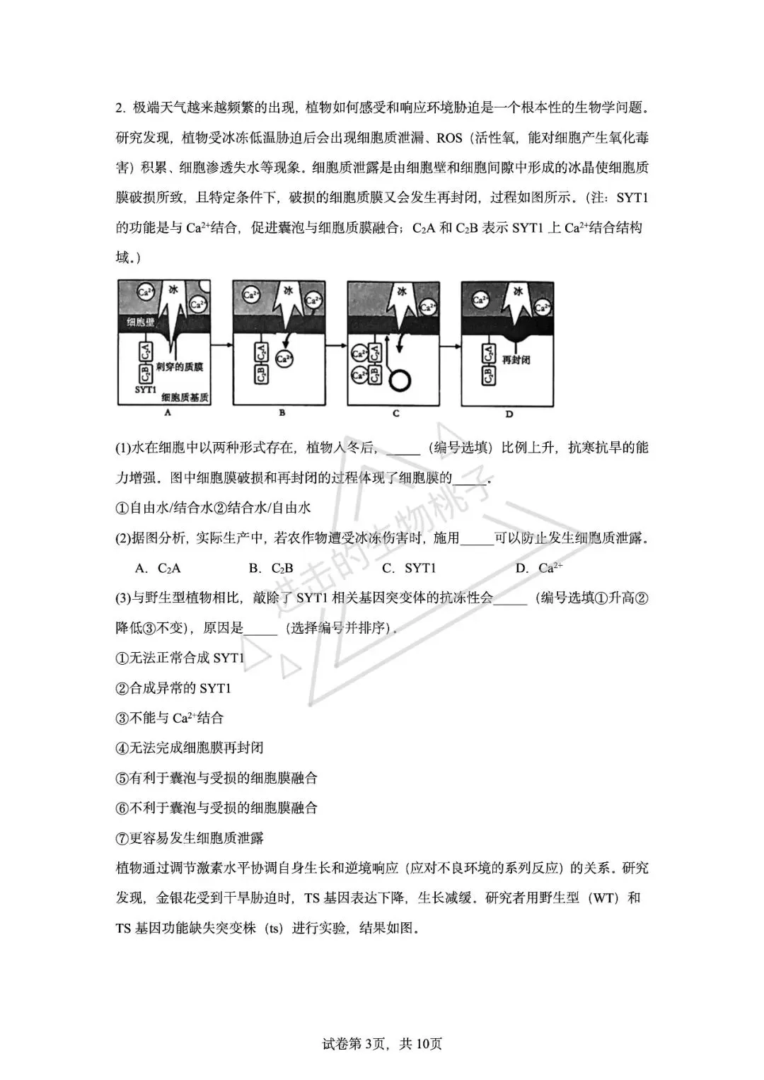 上海生物高二期中试卷含答案 第3张