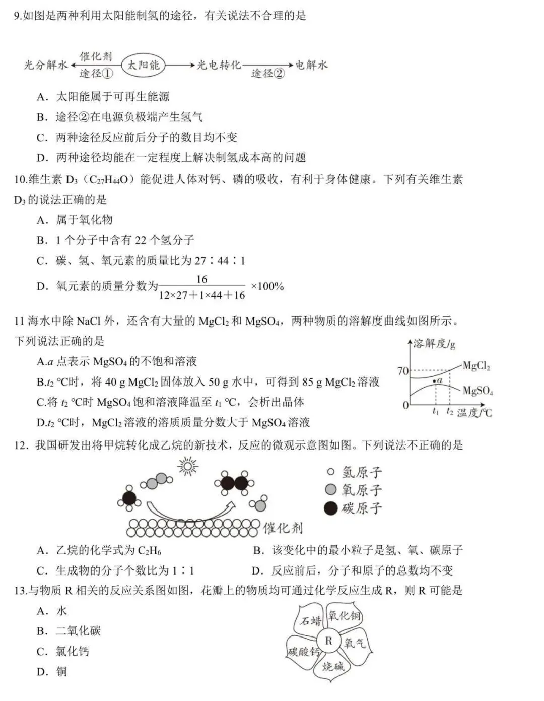 2025-2026学年度第二学期九年级中考化学模拟试题(含答案) 第3张