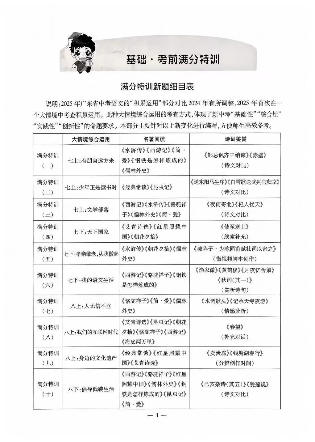 2026中考语文复习:《考前基础满分特训》,可下载 第4张
