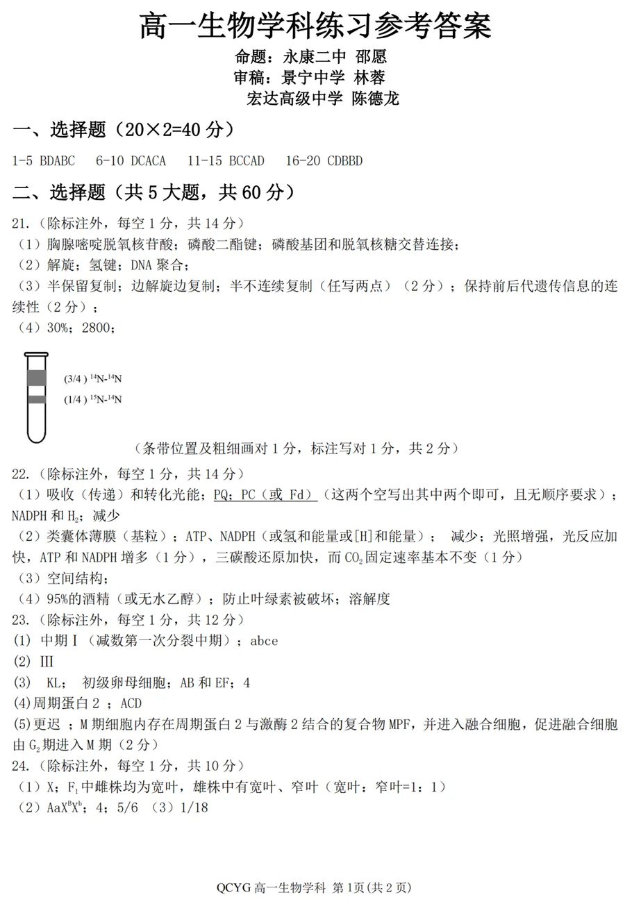 2026年4月七彩阳光高一期中联考生物试卷、答案 第8张