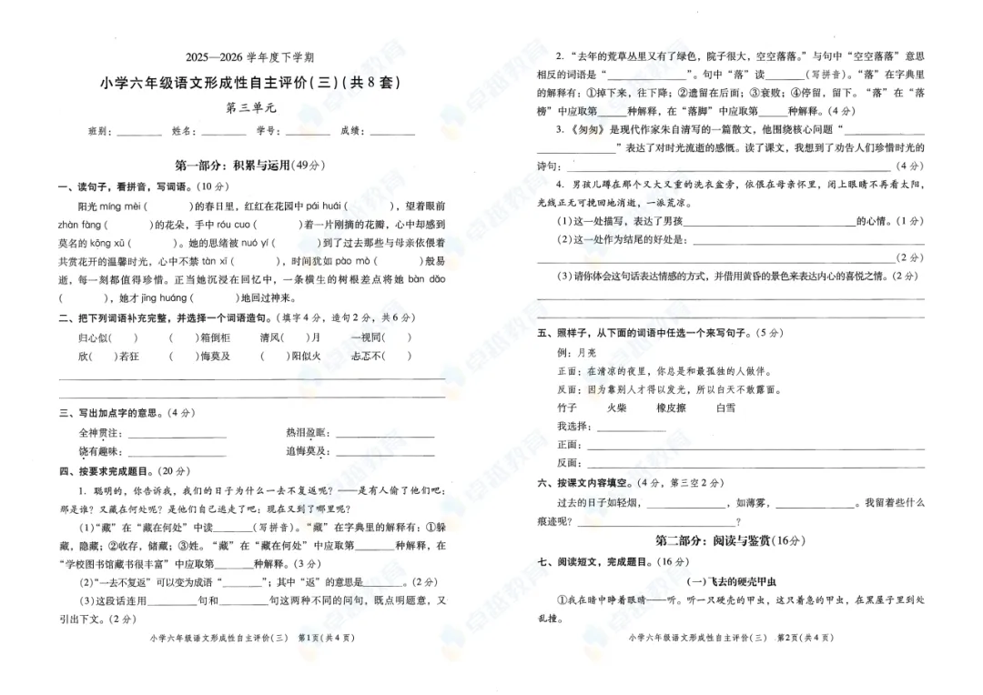 【小升初家长必领】形成性自主评价试卷|精准查漏补缺! 第6张