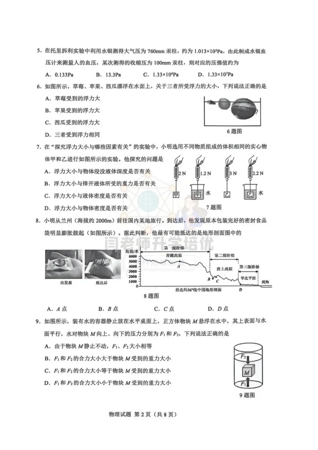 2026.4 历下区8年级期中物理试卷+答案 第2张
