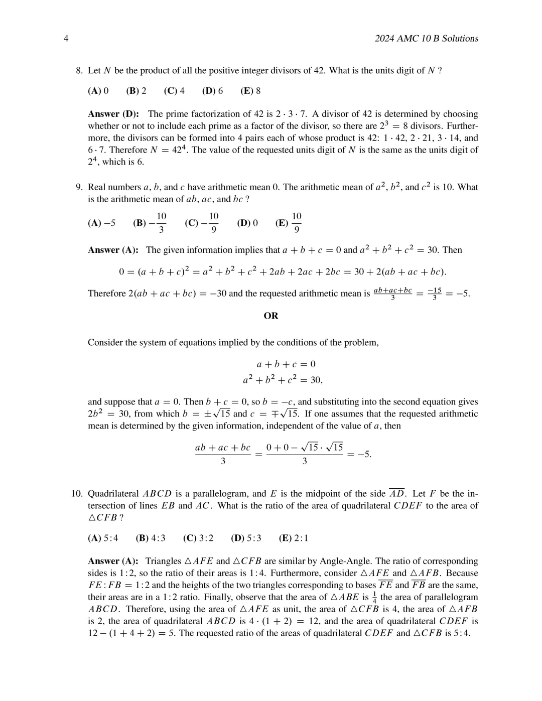AMC10数学竞赛历年真题2010-2025年,涵盖A/B两卷,家长速来领取! 第7张