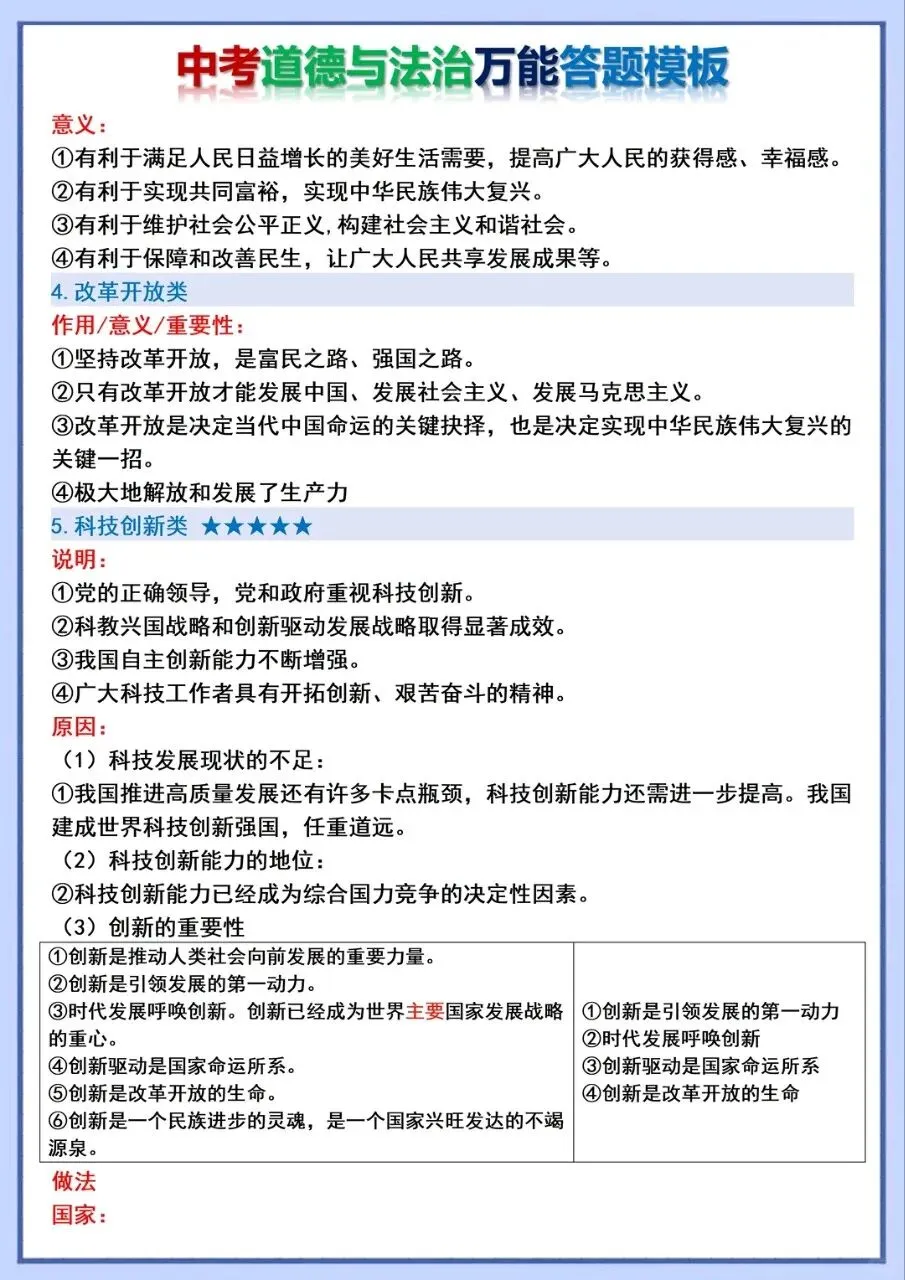 中考道法万能答题模板|背完直接拿分! 第2张