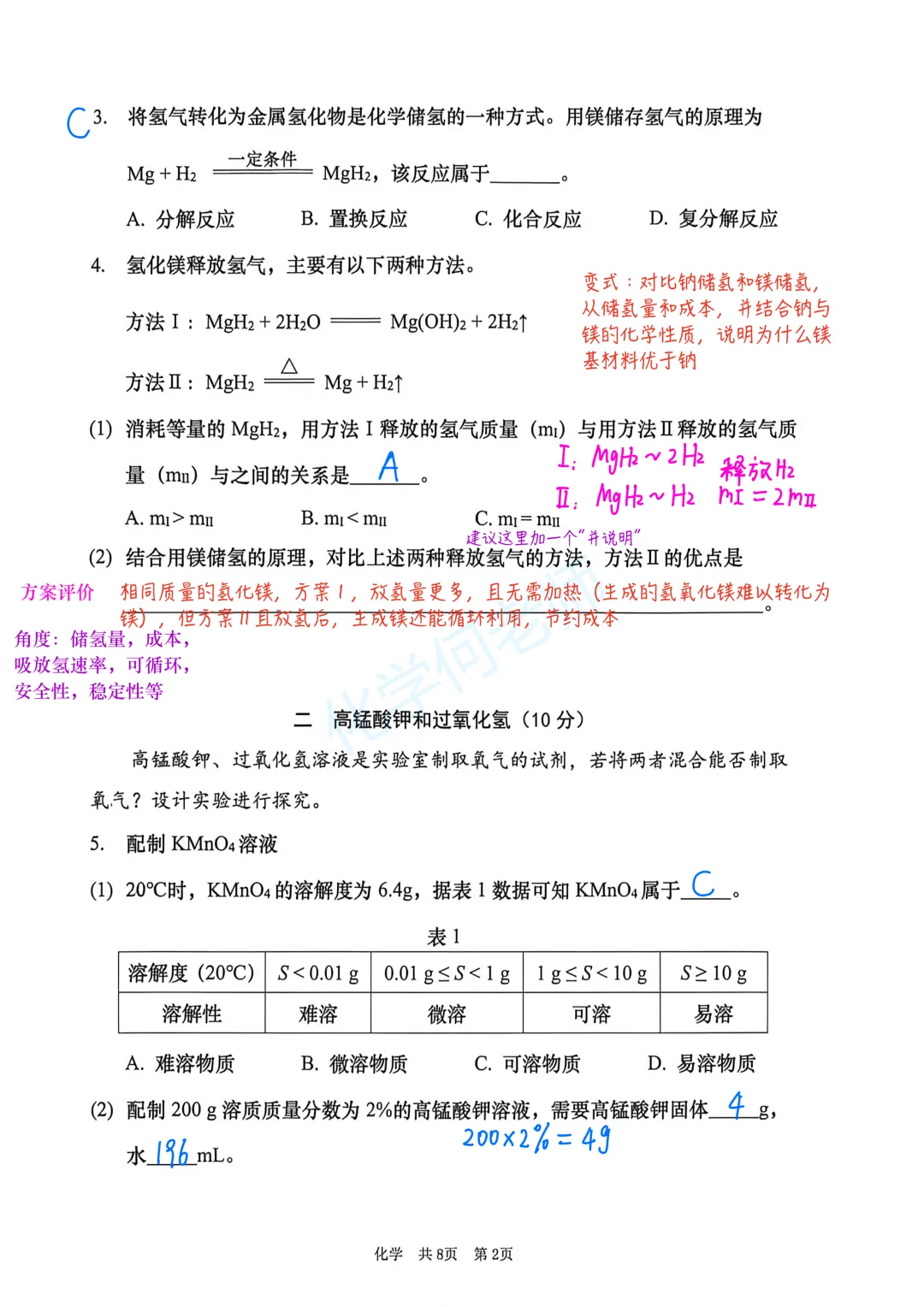 【中考理化二模卷】2026届徐汇初三二模物理&化学试卷参考答案 第8张
