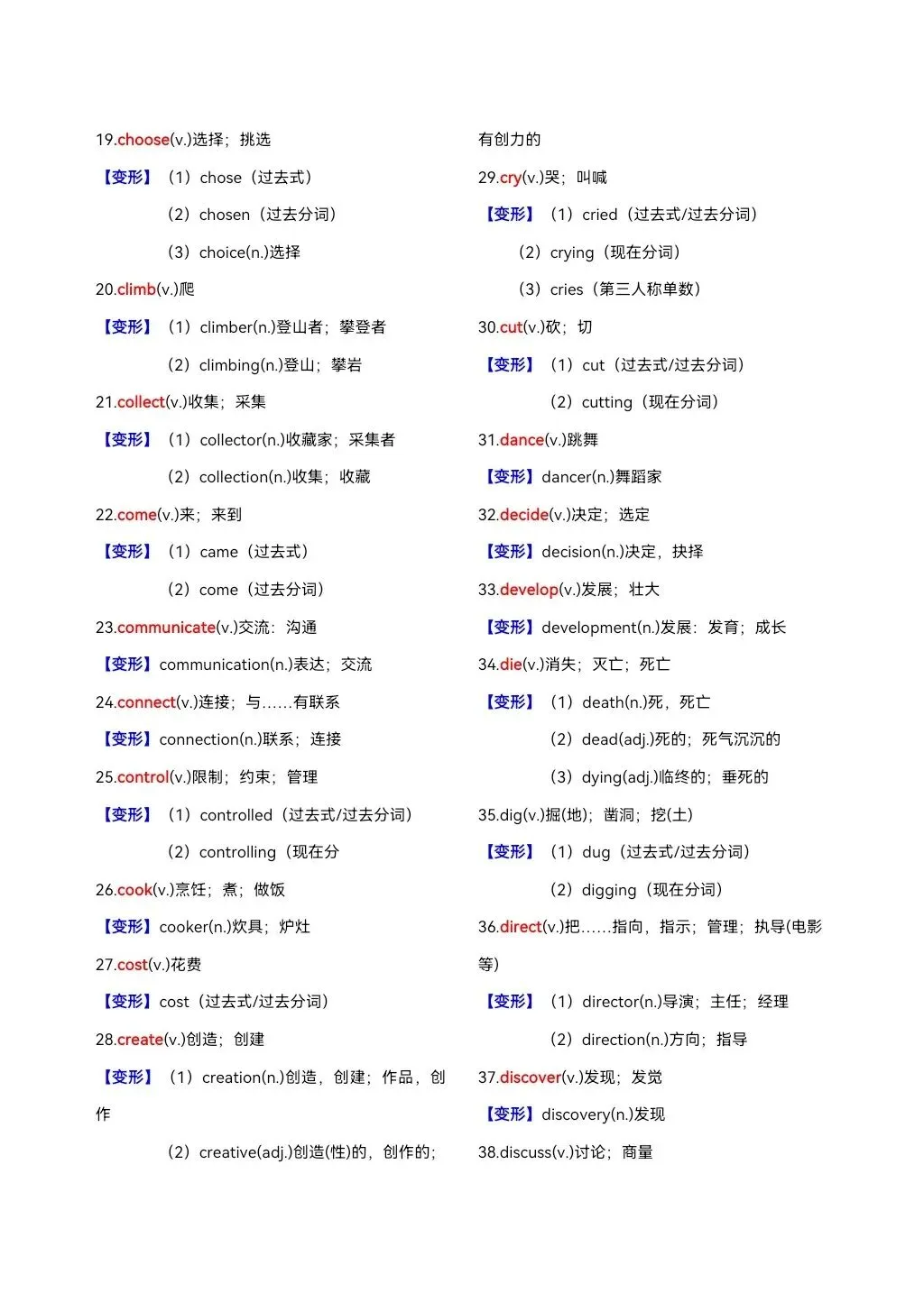 中考高频必备核心词汇拓展分类 第2张