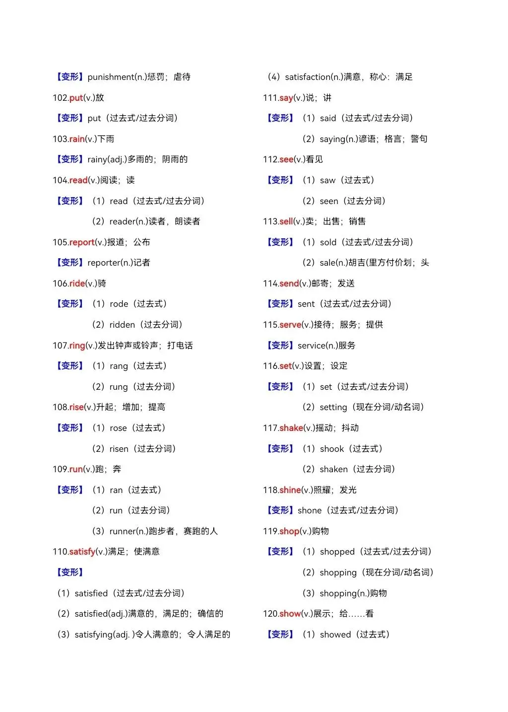 中考高频必备核心词汇拓展分类 第6张