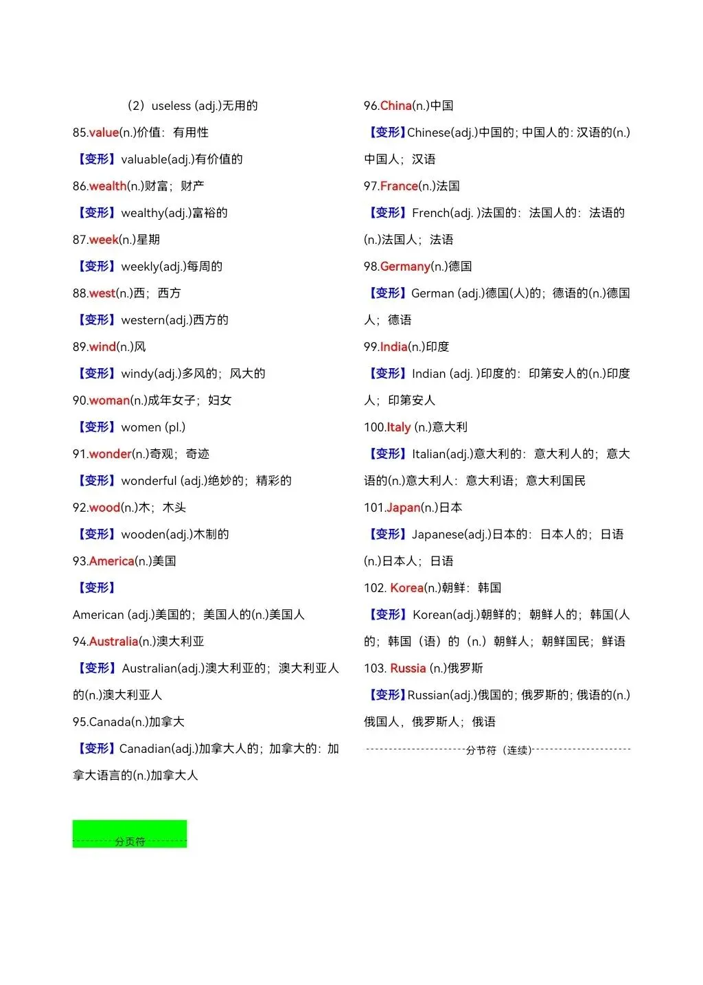 中考高频必备核心词汇拓展分类 第12张